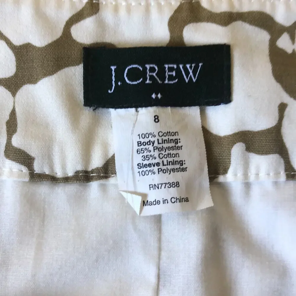 NWT J. Crew Collection Giraffe Safari Jacket brown & cream size 8